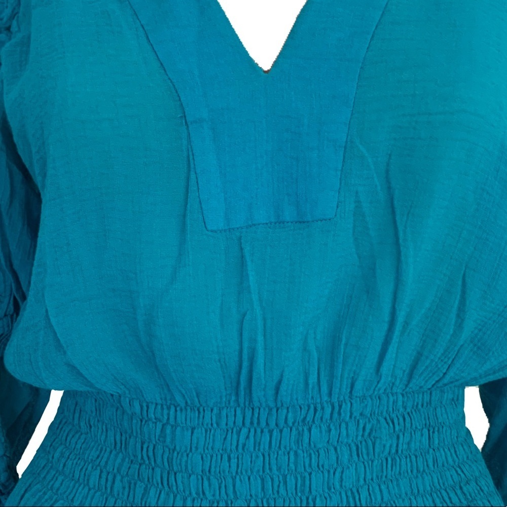 Teal Long Sleeve Blouse - Picture 3 of 5